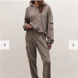 Z Supply Taupe Hoodie and Cargo Sweat Set